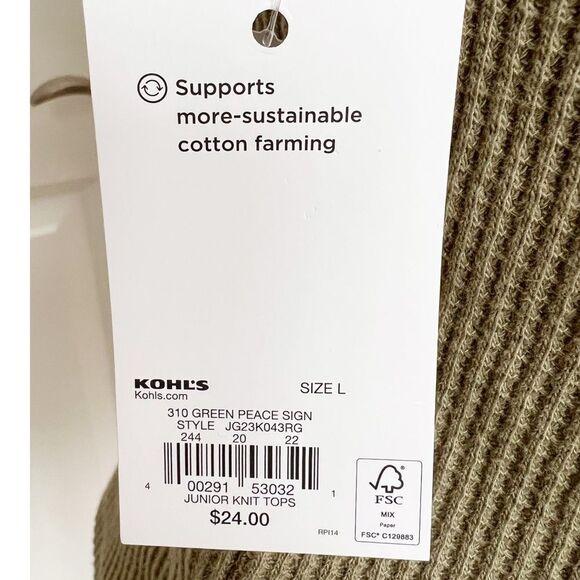 SO Girls Short Sleeve Waffle Knit Peace Sign Ringer Tee. Youth Large. NEW. - Picture 6 of 8